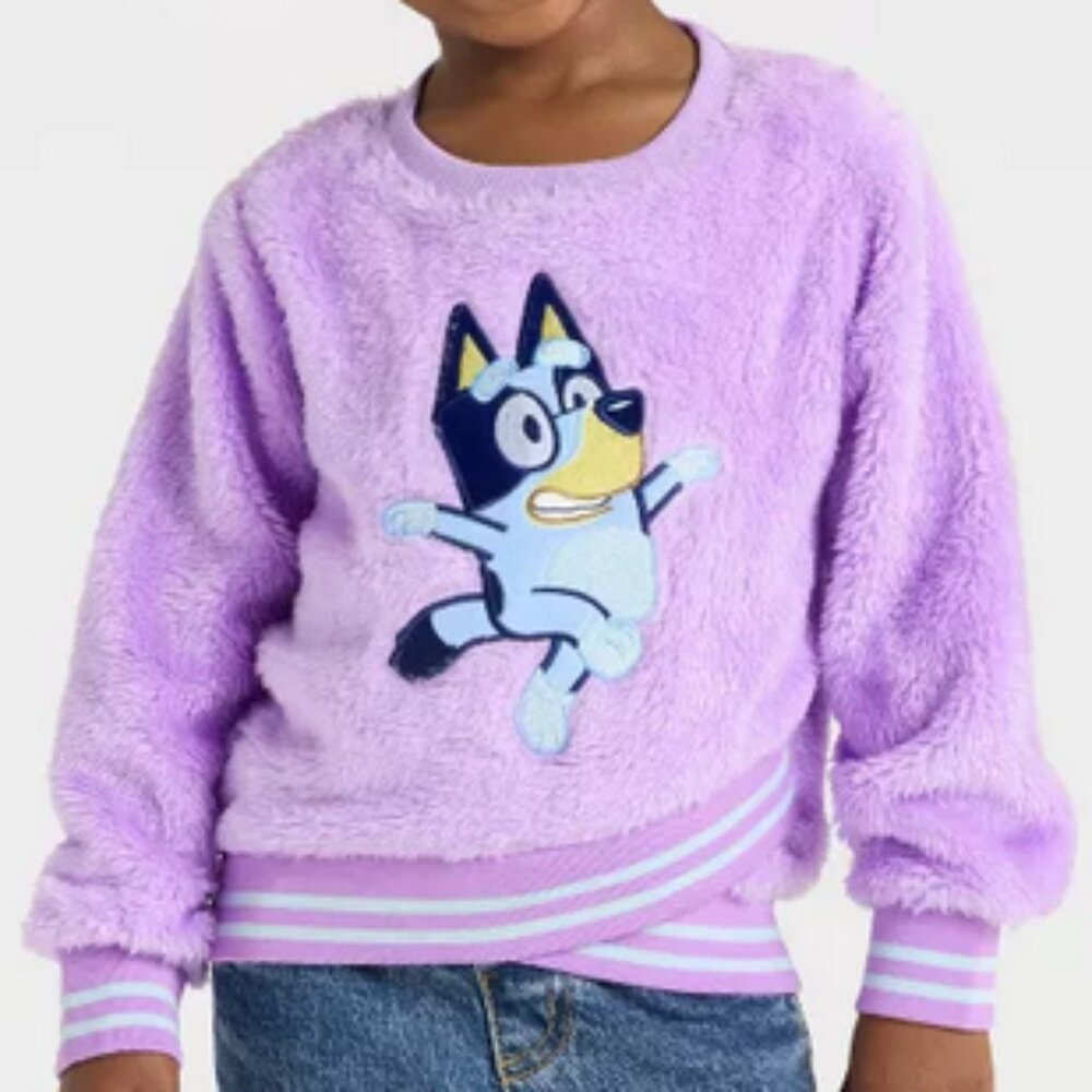 Toddler Girls Bluey Woobie Pullover Sweatshirt Purple 18m or 2T  NWT